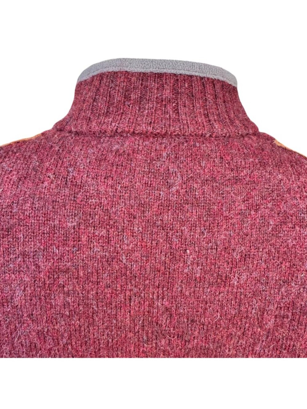 Duluth Trading Mens Shetland Wool Blend Zip-Up Jacket Burgundy 2XL Suede Accents - Picture 10 of 15
